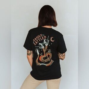 Octopied Mind | Easily Rattled Cropped Slub T-Shirt | Black | S